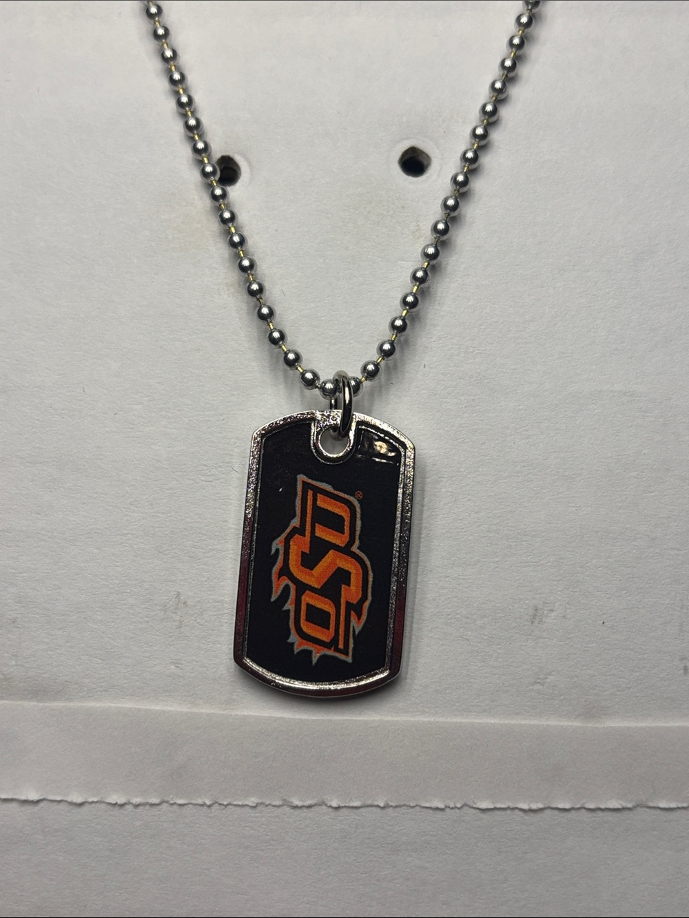 Oklahoma State OSU Black and Orange Dog Tag Necklace